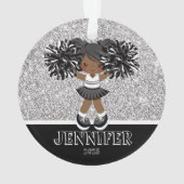 Personalisiertes Schwarzes Foto Cheerleader Orname Ornament (Rückseite)