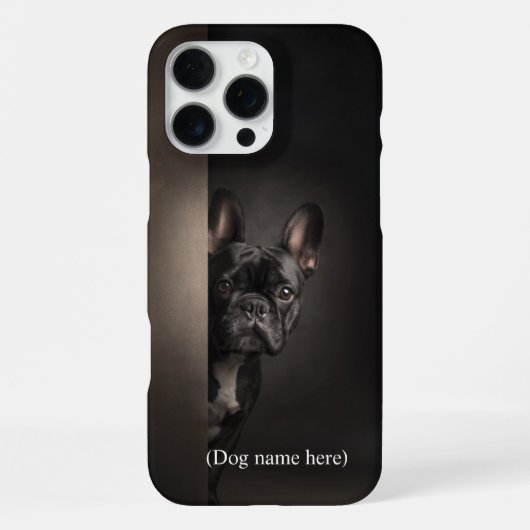 Personalisiertes schwarzes Frenchie-Porträt iPhone Hülle (Rückseite)