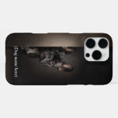 Personalisiertes schwarzes Frenchie-Porträt iPhone Hülle (Rückseite (Horizontal))