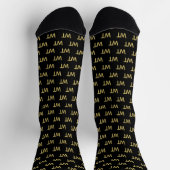 Personalisiertes schwarzes Gold-Initialen-Logo  Socken (Oben)