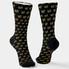 Personalisiertes schwarzes Gold-Initialen-Logo Socken
