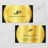 Personalisiertes Schwarzes Gold Monogram Elegant Visitenkarte (Vorne/Hinten)