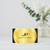 Personalisiertes Schwarzes Gold Monogram Elegant Visitenkarte (Stehend Vorderseite)
