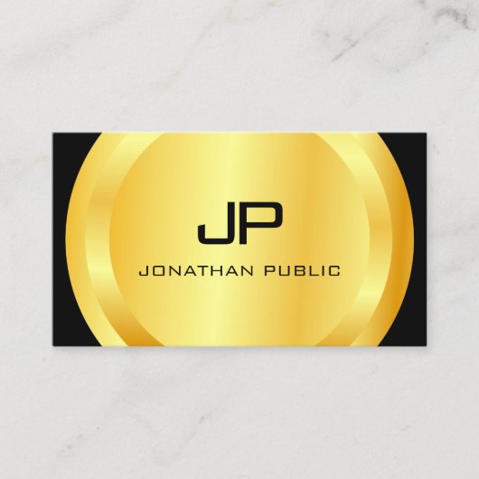 Personalisiertes Schwarzes Gold Monogram Elegant Visitenkarte (Vorderseite)