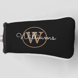 Personalisiertes schwarzes Gold-Monogramm-Schriftn Golf Headcover