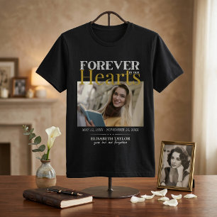 Personalisiertes schwarzes Gold-Trauerfoto-Memoria T-Shirt