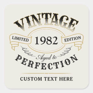 Personalisiertes schwarzes Gold Vintage gealtert b Quadratischer Aufkleber