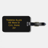 Personalisiertes schwarzes & goldenes Gepäckanhäng Gepäckanhänger (Rückseite horizontal)
