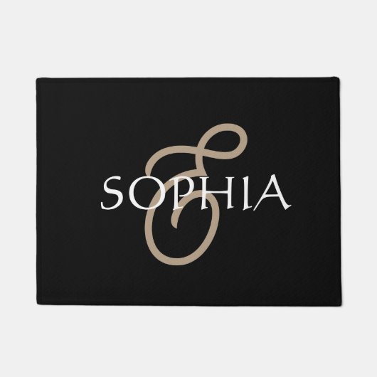 Personalisiertes schwarzes goldenes Monogramm  Fußmatte (Vorderseite)