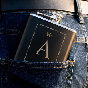 Personalisiertes schwarzes goldenes monogrammierte flachmann