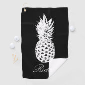 Personalisiertes schwarzes Golfhandtuch mit Ananas (Insitu)
