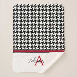 Personalisiertes schwarzes Hahnentrittmuster Sherpadecke