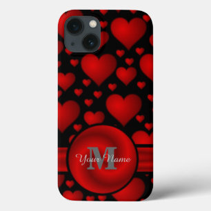 Personalisiertes Schwarzes Herzmuster Case-Mate iPhone Hülle