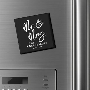 Personalisiertes schwarzes Hochzeitsgeschenk Magnet