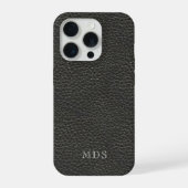 Personalisiertes Schwarzes Imitat Leather Look Mon iPhone Hülle (Rückseite)