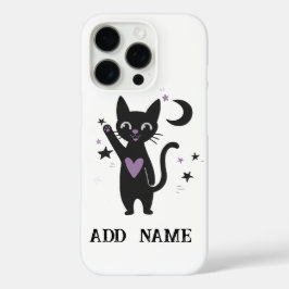 Personalisiertes schwarzes Katzen-Handyhülle mit S iPhone 16 Pro Hülle