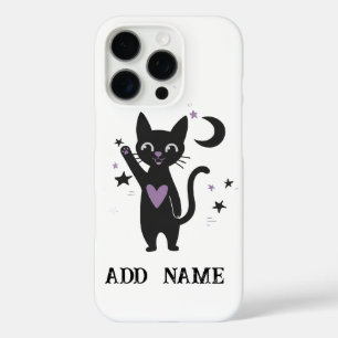 Personalisiertes schwarzes Katzen-Handyhülle mit S iPhone 16 Pro Hülle
