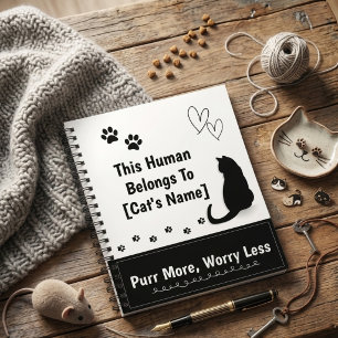 Personalisiertes schwarzes Katzen-Spiralnotizbuch Notizblock