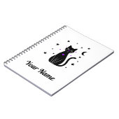 Personalisiertes schwarzes Katzennotizbuch Notizblock (Linke Seite)