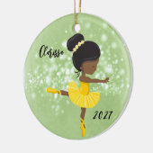 Personalisiertes Schwarzes Kleines Girl Ballerina Keramik Ornament (Links)