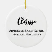 Personalisiertes Schwarzes Kleines Girl Ballerina Keramik Ornament (Hinten)