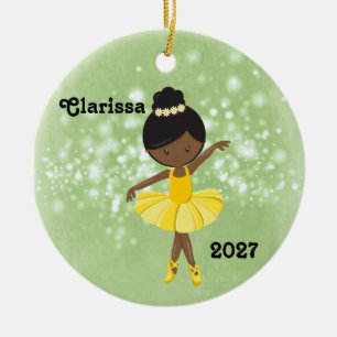 Personalisiertes Schwarzes Kleines Girl Ballerina Keramik Ornament