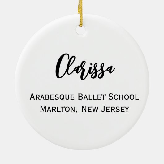 Personalisiertes Schwarzes Kleines Girl Ballerina Keramik Ornament (Hinten)