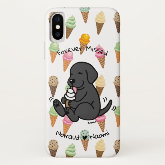 Personalisiertes schwarzes Labor Eiscreme-Cartoon Case-Mate iPhone Hülle (Rückseite)