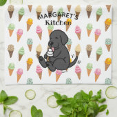 Personalisiertes schwarzes Labor Eiscreme lecken Geschirrtuch (Gefaltet)