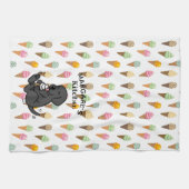 Personalisiertes schwarzes Labor Eiscreme lecken Geschirrtuch (Horizontal)