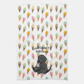 Personalisiertes schwarzes Labor Eiscreme lecken Geschirrtuch (Vertikal)