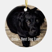 Personalisiertes schwarzes Labor Foto und Name des Keramikornament (Vorne)