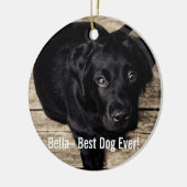 Personalisiertes schwarzes Labor Foto und Name des Keramikornament (Links)