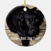 Personalisiertes schwarzes Labor Foto und Name des Keramikornament (Hinten)