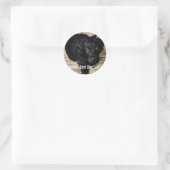 Personalisiertes schwarzes Labor Foto und Name des Runder Aufkleber (Tasche)