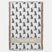 Personalisiertes schwarzes Labor Labrador, rosa un Decke (Vorderseite Vertikal)