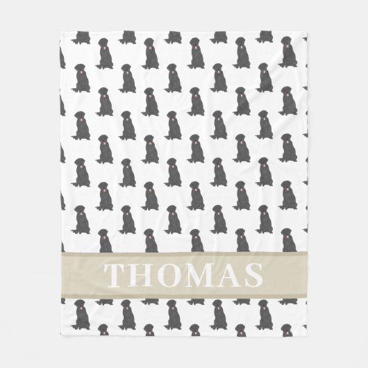 Personalisiertes schwarzes Labor Labrador, rosa un Fleecedecke (Vorderseite)