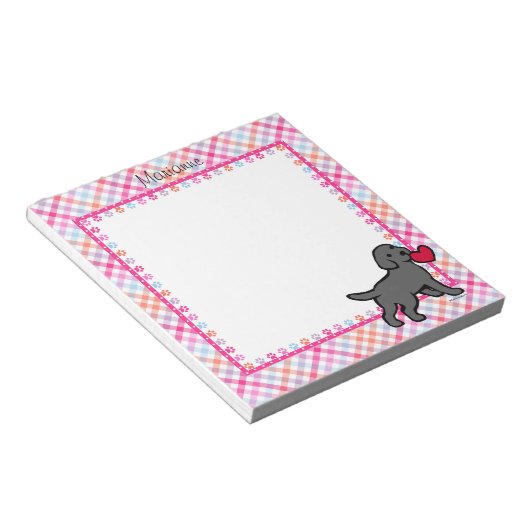 Personalisiertes schwarzes Labor Welpe und Rotes H Notizblock (angewinkelt)