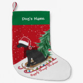 Personalisiertes schwarzes Labor Xmas Rot Kleiner Weihnachtsstrumpf (Vorderseite)