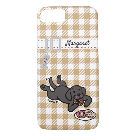 Personalisiertes schwarzes Labrador und Krapfen Case-Mate iPhone Hülle (Rückseite)