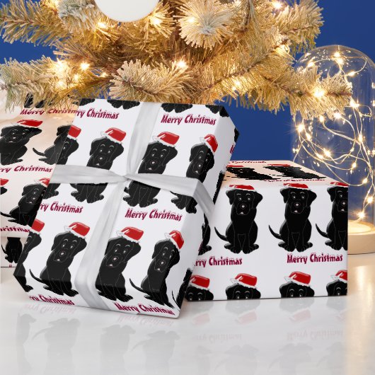 Personalisiertes schwarzes Labrador-Weihnachten Geschenkpapier (Feiertage)
