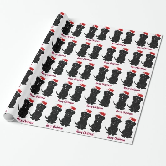 Personalisiertes schwarzes Labrador-Weihnachten Geschenkpapier (Ungerollt)