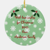 Personalisiertes schwarzes Labrador-Weihnachten Keramikornament (Hinten)