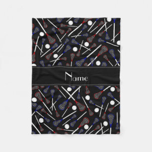 Personalisiertes schwarzes Lacrossenamensmuster Fleecedecke