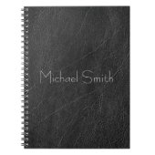 Personalisiertes schwarzes Leder Notizblock (Vorderseite)