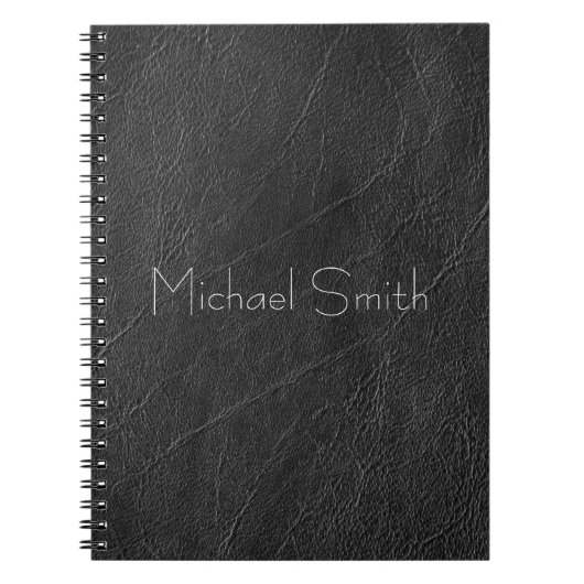 Personalisiertes schwarzes Leder Notizblock (Vorderseite)