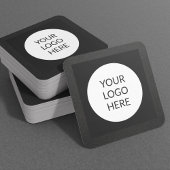 Personalisiertes schwarzes Lederlogo Quadratische Visitenkarte