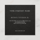 Personalisiertes schwarzes Lederlogo Quadratische Visitenkarte (Rückseite)