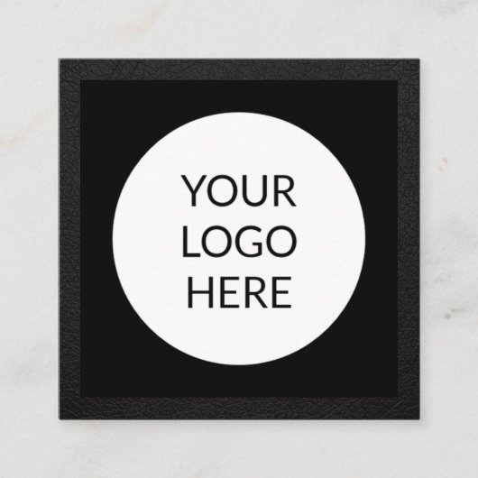 Personalisiertes schwarzes Lederlogo Quadratische Visitenkarte (Vorderseite)