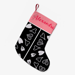 Personalisiertes Schwarzes Mittelröschen Kleiner Weihnachtsstrumpf